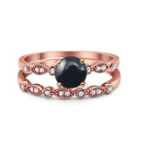Two Piece Round Natural Stone Ring