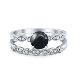 Two Piece Round Natural Stone Ring