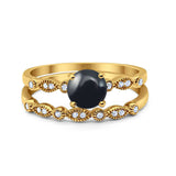 Two Piece Round Natural Stone Ring