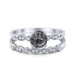 Two Piece Round Natural Stone Ring