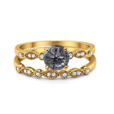 Two Piece Round Natural Stone Ring