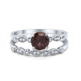 Two Piece Round Natural Stone Ring