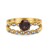 Two Piece Round Natural Stone Ring