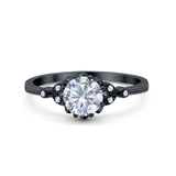 Floral Accent Round Natural Stone Ring