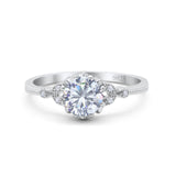 Floral Accent Round Moissanite Beaded Ring 925 Sterling Silver