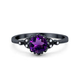 Floral Accent Round Natural Stone Ring