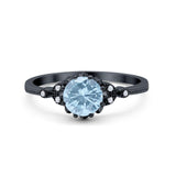 Floral Accent Round Natural Stone Ring