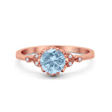 Floral Accent Round Natural Stone Ring