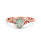 Floral Accent Round Natural Stone Ring