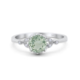 Floral Accent Round Natural Stone Ring