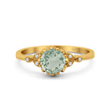 Floral Accent Round Natural Stone Ring