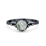 Floral Accent Round Natural Stone Ring