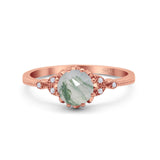 Floral Accent Round Natural Stone Ring