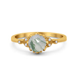 Floral Accent Round Natural Stone Ring