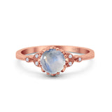 Floral Accent Round Natural Stone Ring