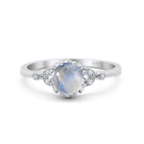 Floral Accent Round Natural Moonstone Beaded Ring 925 Sterling Silver