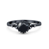 Floral Accent Round Natural Stone Ring