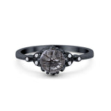 Floral Accent Round Natural Stone Ring