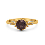 Floral Accent Round Natural Stone Ring