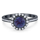 Art Deco Round Natural Stone Wedding Ring