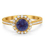 Art Deco Round Natural Stone Wedding Ring