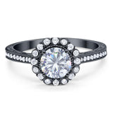 Art Deco Round Natural Stone Wedding Ring