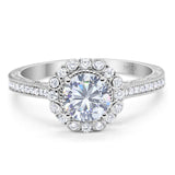 Art Deco Round Natural Stone Wedding Ring