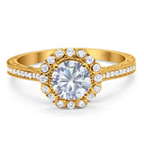 Art Deco Round Natural Stone Wedding Ring