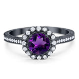 Art Deco Round Natural Stone Wedding Ring
