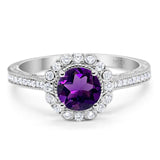 Art Deco Round Natural Stone Wedding Ring