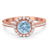 Art Deco Round Natural Stone Wedding Ring