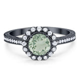Art Deco Round Natural Stone Wedding Ring