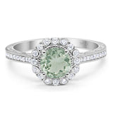 Art Deco Round Natural Stone Wedding Ring