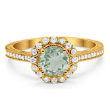 Art Deco Round Natural Stone Wedding Ring