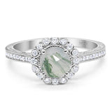 Art Deco Round Natural Stone Wedding Ring