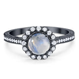Art Deco Round Natural Stone Wedding Ring