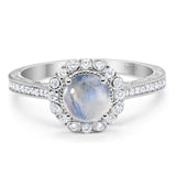 Art Deco Round Natural Stone Wedding Ring