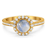 Art Deco Round Natural Stone Wedding Ring