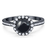Art Deco Round Natural Stone Wedding Ring