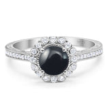 Art Deco Round Natural Stone Wedding Ring