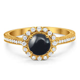 Art Deco Round Natural Stone Wedding Ring