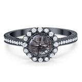 Art Deco Round Natural Stone Wedding Ring