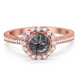 Art Deco Round Natural Stone Wedding Ring