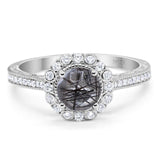 Art Deco Round Natural Stone Wedding Ring