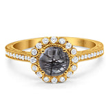 Art Deco Round Natural Stone Wedding Ring