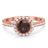 Art Deco Round Natural Stone Wedding Ring