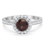 Art Deco Round Natural Stone Wedding Ring