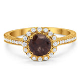 Art Deco Round Natural Stone Wedding Ring