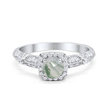 Vintage Round Natural Stone Beaded Ring