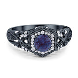 Art Deco Round Natural Stone Filigree Ring
